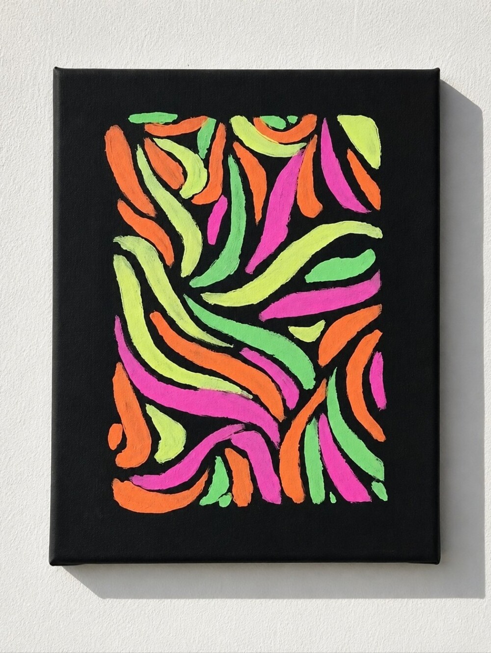 Original Hand Painted Neon Abstract Canvas Art - 8x10” Vibrant Maximalist Decor